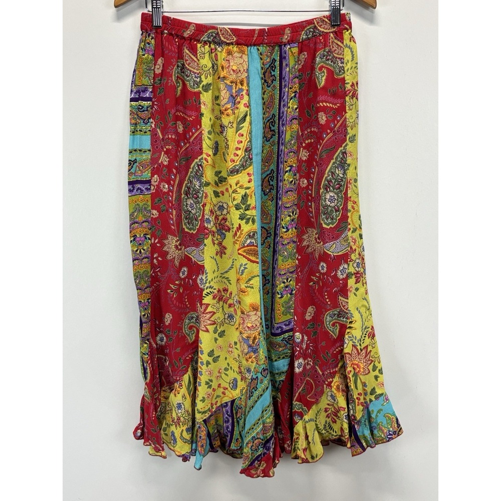 Vtg Requirements Patchwork Midi Skirt Medium Floral Festival Boho Cottage 90s